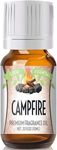 Good Essential Professional Campfire Fragrance Oil 10ml (0.33 fl oz) for Diffusers, Candles, Soaps, Lotions, Perfume - Campfire Scented Blend, Fragrance Oil for Candle Making & Diffuser Scents