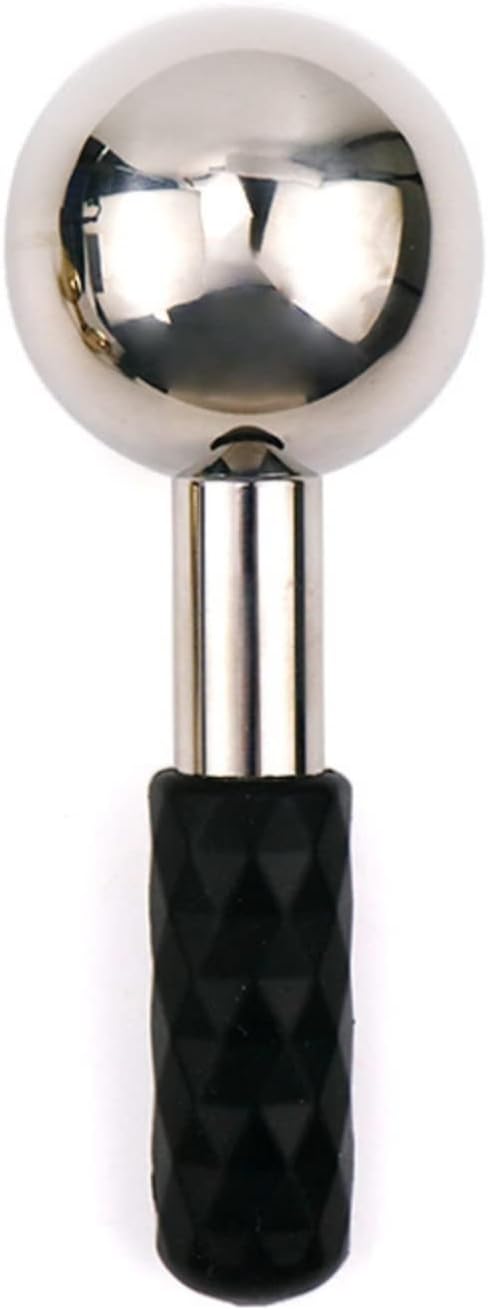 Facial Ice Globes and Roller, Cooling Massager for Face, Eyes and Neck, Cryotherapy Treatment for Puffiness, Dark Circles and Wrinkles (Silver)