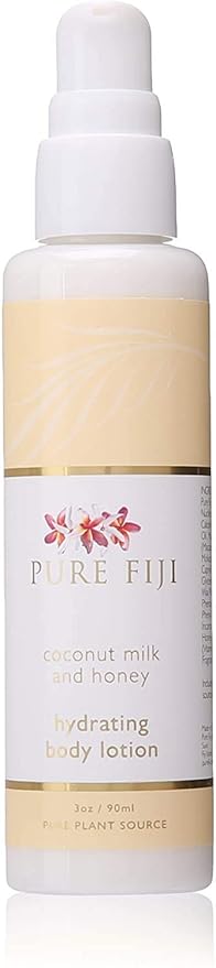 PURE FIJI Body Lotion Hydrating - Moisturizing Lotion for Dry Skin with Coconut Milk and Vitamin E, Organic Body Lotion For Women and Men, Coconut Milk and Honey Scent, 3 oz