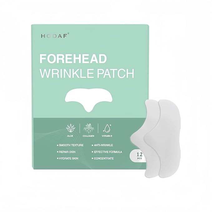 Forehead wrinkle patches 12Pcs for face, Anti Wrinkle with Collagen, Aloe Vitamin E, smooth fine lines, smooth face Forehead Wrinkle Collagen Reduces Fine Lines & Frown Lines