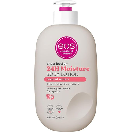 eos Shea Better Body Lotion- Coconut Waters, 24-Hour Moisture Skin Care, Lightweight & Non-Greasy, Made with Natural Shea, Vegan, 16 fl oz