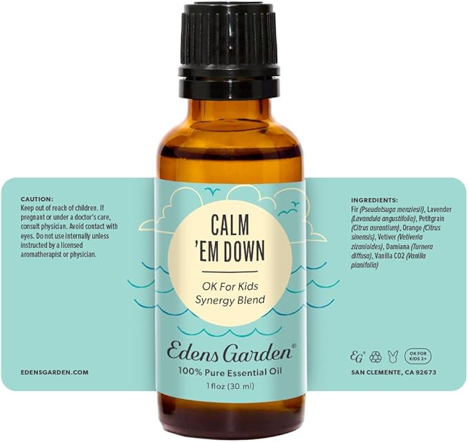 Edens Garden Calm 'Em Down Essential Oil Blend- 100% Pure Premium Grade, Undiluted, Natural, Therapeutic, Aromatherapy, The Best for Skin, Humidifiers, Kid Safe 30 ml (1 fl oz)