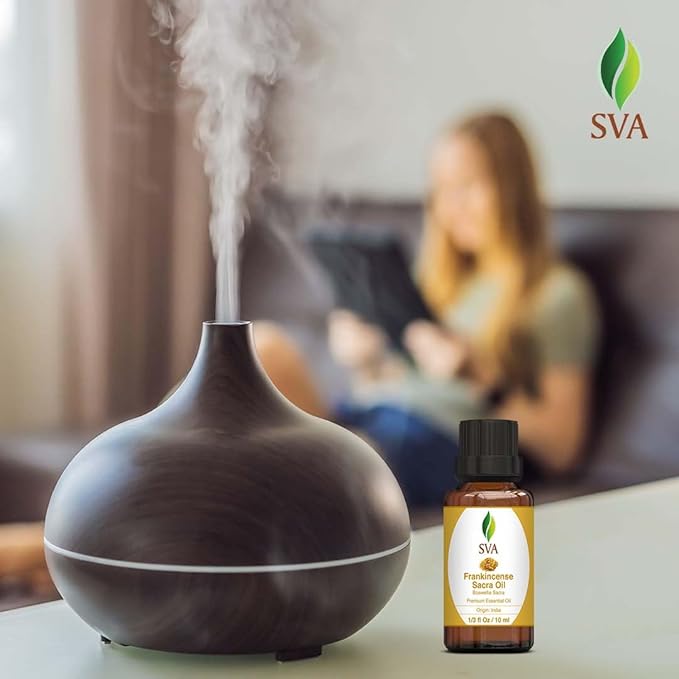 SVA Frankincense Essential Oil – 1/3 Fl Oz – 100% Natural Frankincense Sacred Oil - for Diffuser, Hair Care, Face, Skin Care, Aromatherapy, Scalp and Body Massage, Soap and Candle Making