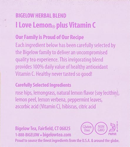 Bigelow I Love Lemon Herbal Tea, 20 ct