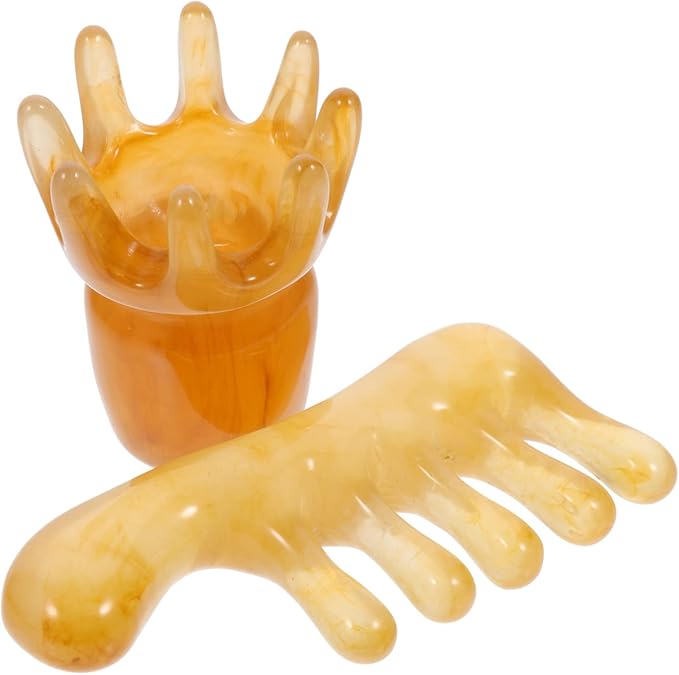 GLEAVI 4 Pcs Resin Massage Comb Jade Comb Chinese Scalp Acupunctures Scraping Facial Massage Tool Massage Tools Face Tools Head Messages Scalp Relax Beeswax Resin Scraping Stone