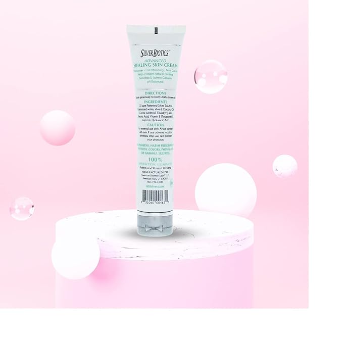 Silver Biotics Nano Silver Healing Lotion Cream | SilverSol and Hyaluronic Acid | All Natural Ingredients to Heal, Smooth Your Skin Blemishes and Scars | Unscented Scent Infused | 1.2 oz