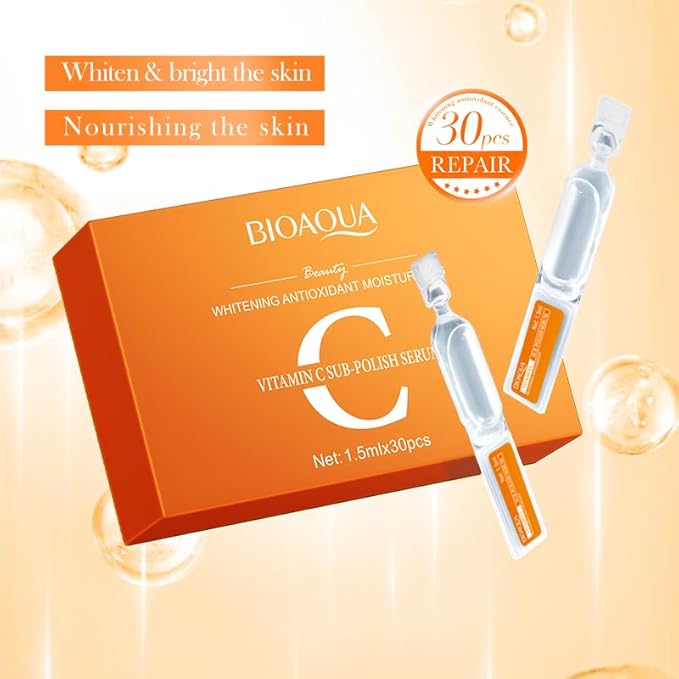 Vitamin C Serum for Face with Hyaluronic Acid – 1.5ml x 60PCS, Brightening Hydrating Facial Serum, Travel Size Skincare for Glowing Skin(3.04 Fl Oz (Pack of 2))