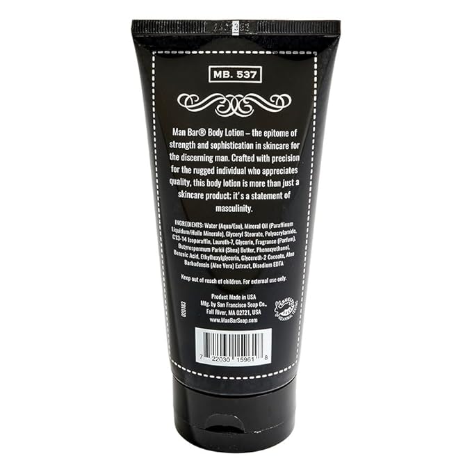 San Francisco Soap Company Man Bar Body Lotion - Midnight Amber (6 oz) | Long Lasting | Created with the Man in Mind |