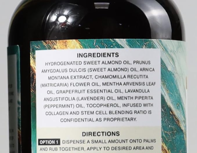 Arnica Massage Oil for Massage Therapy by WHITESPIRIT Sore Muscle Massage Oil for Body, Lavender & Peppermint, Infused with Collagen & Stem Cell, 10oz/300ml