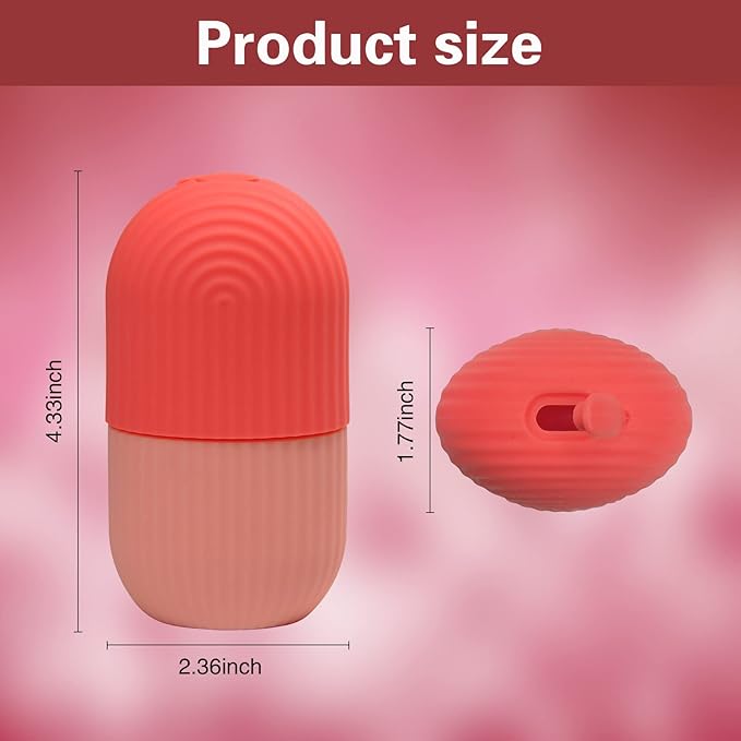 Ice Face Roller, Ice Roller for Face and Eye,Puffiness Relief,Face Roller Skin Care,Naturally Tone and Tighten Skin,Silicone Facial Massage Ice Mold,Reusable Face Massage,Ice Mold for Face Beauty Gift for Women (Pink)
