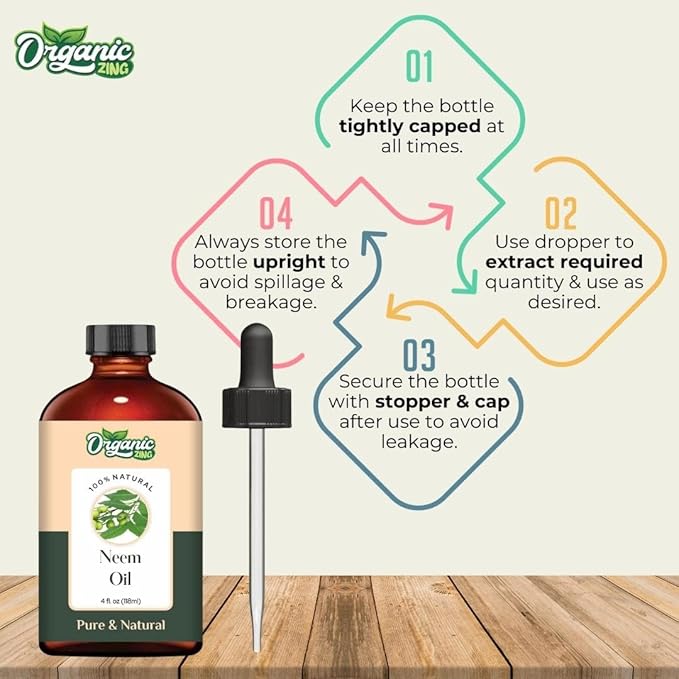 Neem (Azadirachta Indica) Oil | Pure & Natural Carrier Oil for Skin Care & Hair Care - 118ml/3.99fl oz