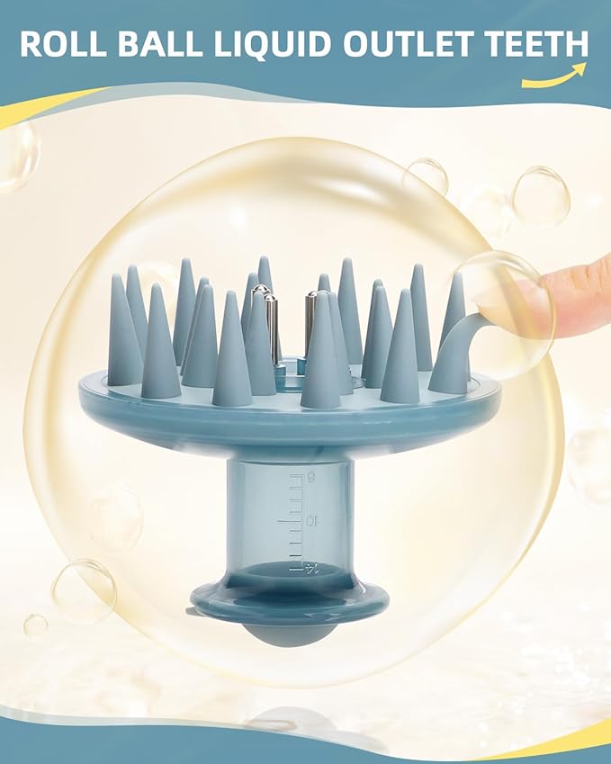 Hair Oil Applicator Brush, Scalp Oil Applicator Hair Oil Dispenser Hair Growth Oil Comb with Silicon Massage TeethScalp Oil Applicator for Scalp Hair Oiling Applicator with Massage Balls