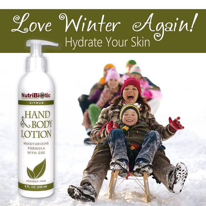 NutriBiotic – Hand & Body Lotion, Citrus, 8 Fl Oz | Biodegradable | Vegan | Gentle Moisturizing | No Dyes or Colorings | pH Balanced | with Citricidal Brand Grapefruit Seed Extract | No Parabens