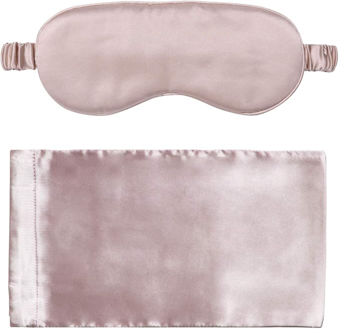 Silk Sleep Mask Light Blocking Luxury 100% Mulberry 19mm Silk Eye Mask Eye Cover Blindfold Ultra Soft Light & Comfy Anti Aging Skin Care with Travel Bag Gift Package