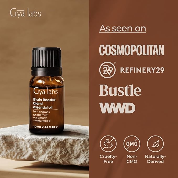 Gya Labs Brain Booster Essential Oil Blend - 100% Pure Natural, Grounding & Clarifying (0.34 Fl Oz)