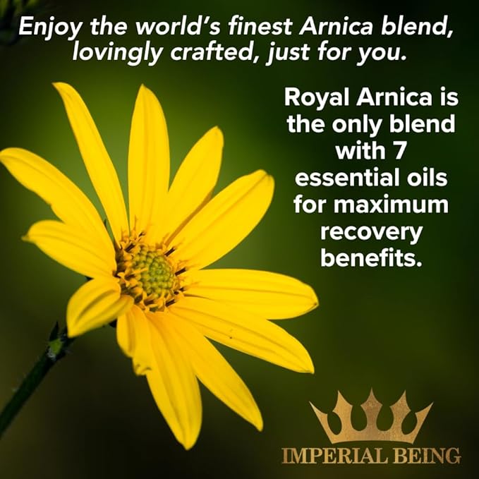 Royal Arnica Oil – Organic Herbal Blend for Muscle Recovery, Bruise Support, Joint Flexibility, Skin Vitality – Longer Lasting Than Arnica Cream or Gel – Infused with Essential Oils (1oz)