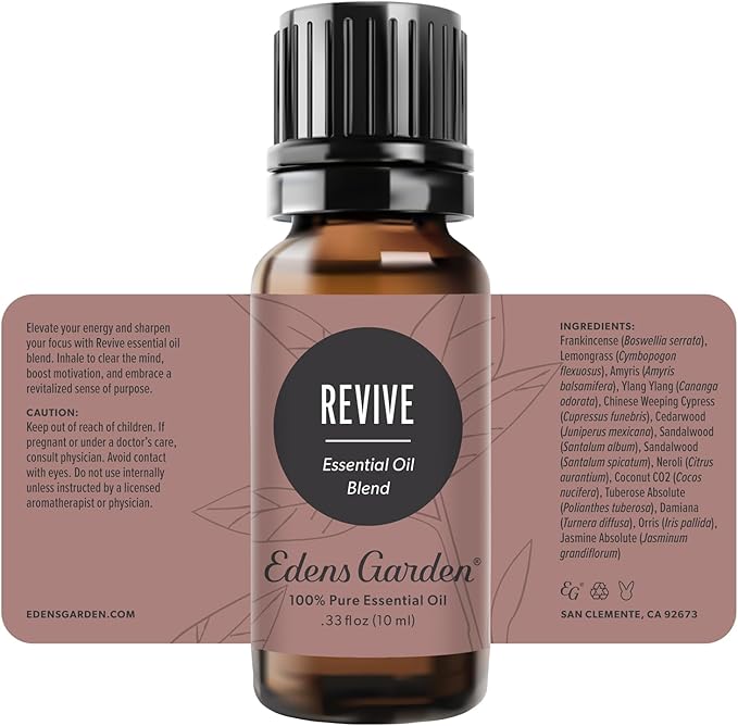 Edens Garden Revive Essential Oil Blend- 100% Pure Therapeutic Grade, Undiluted Aromatherapy Blend for Calm, Relaxation & Stress – Ideal for Uplifting Self-Care, Diffusers & Home, 10 ml (.33 fl oz)