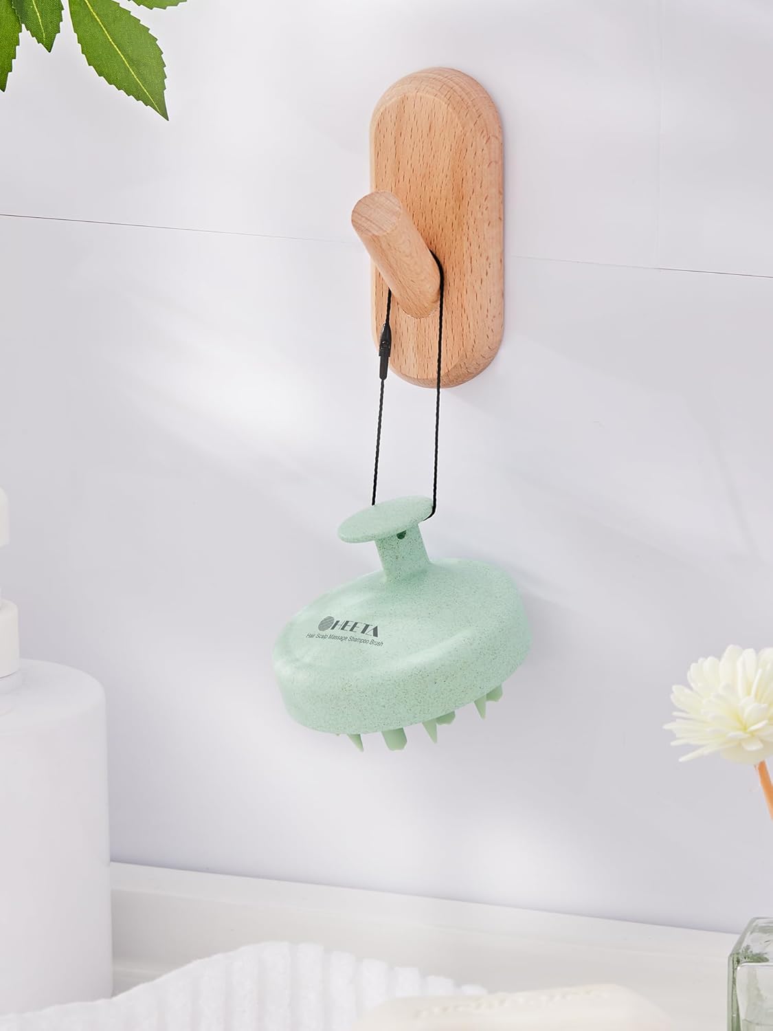 HEETA Hair Scalp Massager for Hair Growth, Shampoo Brush, Scalp Scrubber Exfoliator with Soft Silicone Bristles for Dandruff Removal to Relieve Stress, Wet Dry Use Updated Material, Green