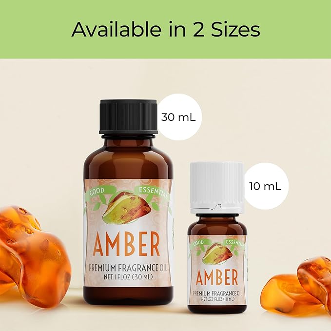 Good Essential – Professional Amber Fragrance Oil 10 ml for Diffuser, Perfume, Candles, Aromatherapy – 0.33 fl oz, 10 ml
