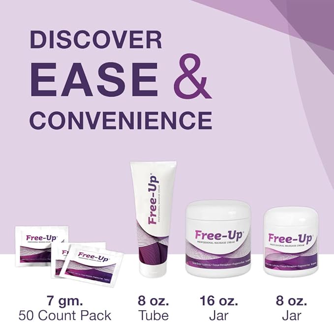 Free-Up-Professional Massage Cream, Fragrance-Free, Great Glide, Lubricity, Tissue Perception, Perfect for Physical Therapy, Massage Versatile, Non-Greasy, 8 Oz Jar