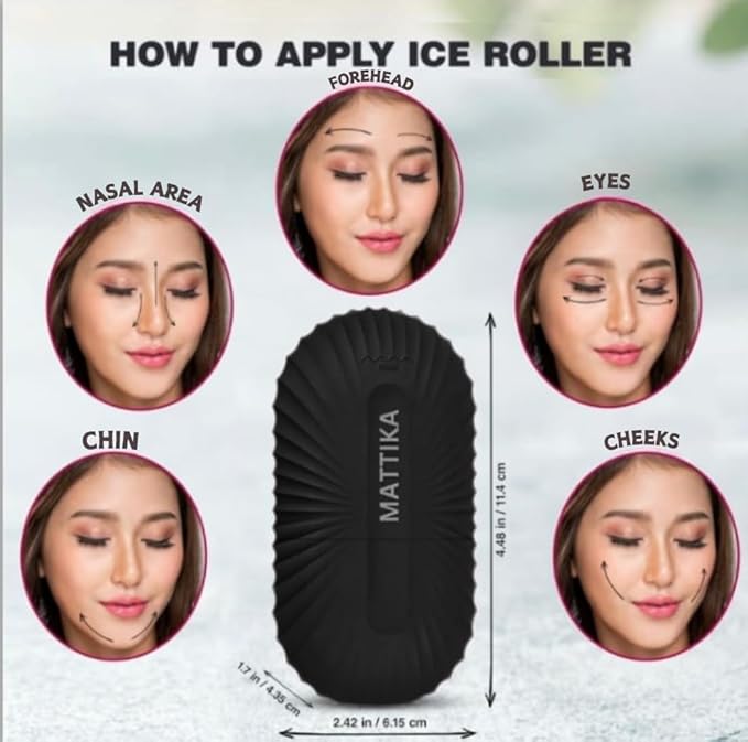 Ice Roller for Face and Eye Glow Naturally and Skincare, Ice Face Roller, Ice Facial Cube, Gua Sha Face Massage, Ice Roller Face for Beauty and Skin Care Gift for Men & Women Face Ice Roller (Black)
