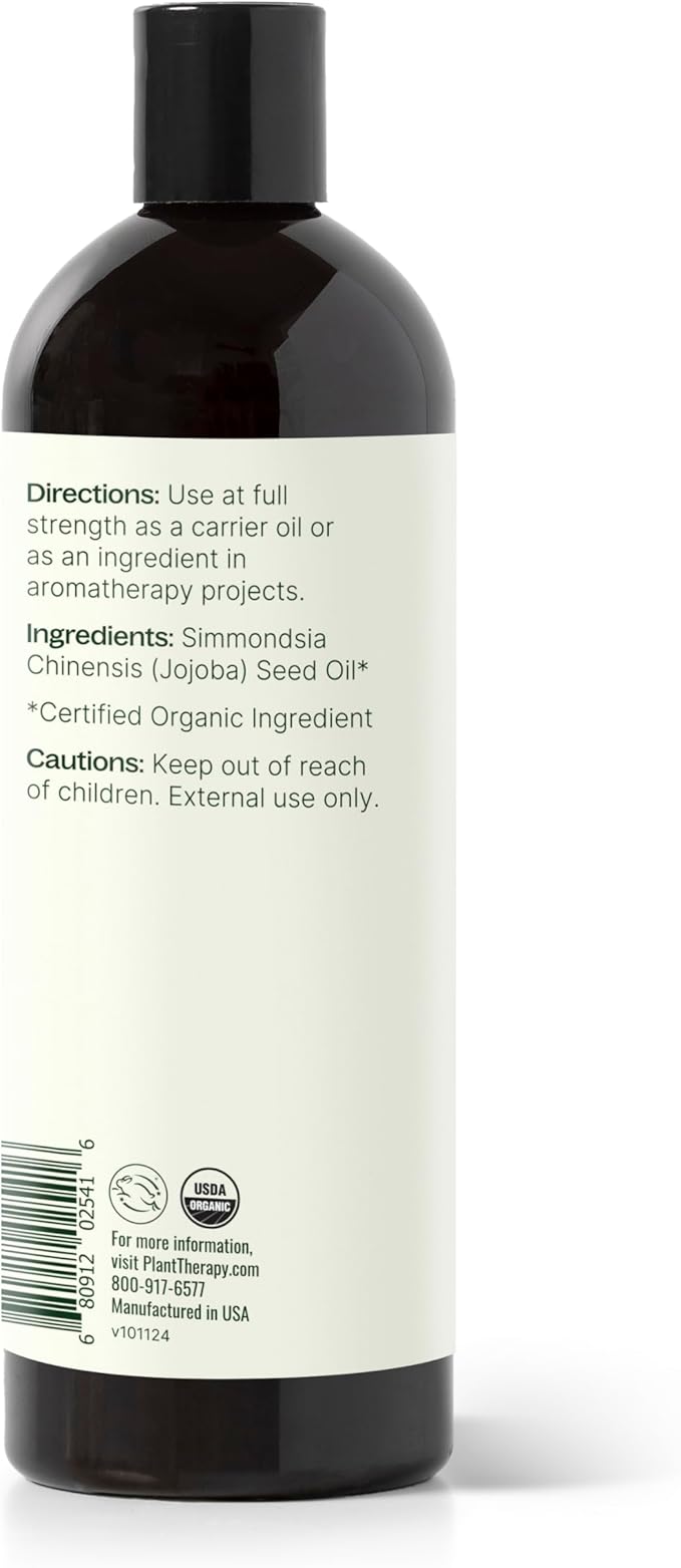Plant Therapy Organic Jojoba Golden Carrier Oil 16 oz Base Oil for Aromatherapy, Essential Oil or Massage use