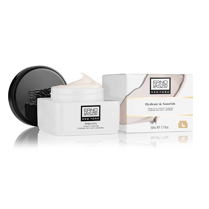 Erno Laszlo Phelityl Night Cream, Non-Greasy Night Moisturizer for Face and Neck, Re-Hydrate to a Youthful Skin Tone and Complexion Overnight, 1.7 Fl Oz