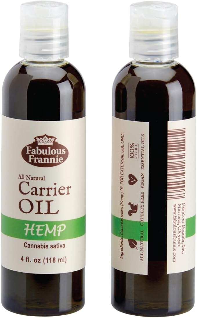 Fabulous Frannie Hemp Carrier Oil Base Oil for Essential Oil or Massage 4oz (Pack of 1)