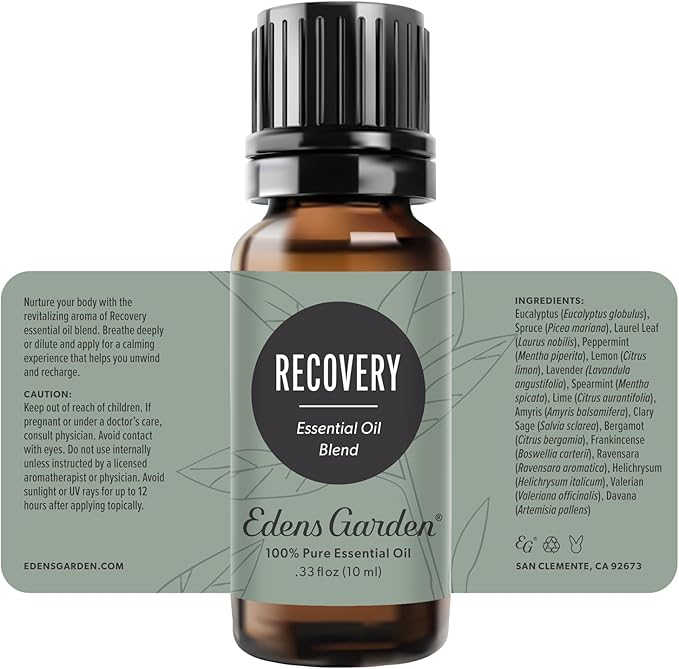 Edens Garden Recovery Essential Oil Blend – 100% Pure Therapeutic Grade, Undiluted & Natural Aromatherapy Blend - for Skin, Muscle Comfort, Relaxation & Self-Care Massage Therapy, 10 ml (.33 fl oz)
