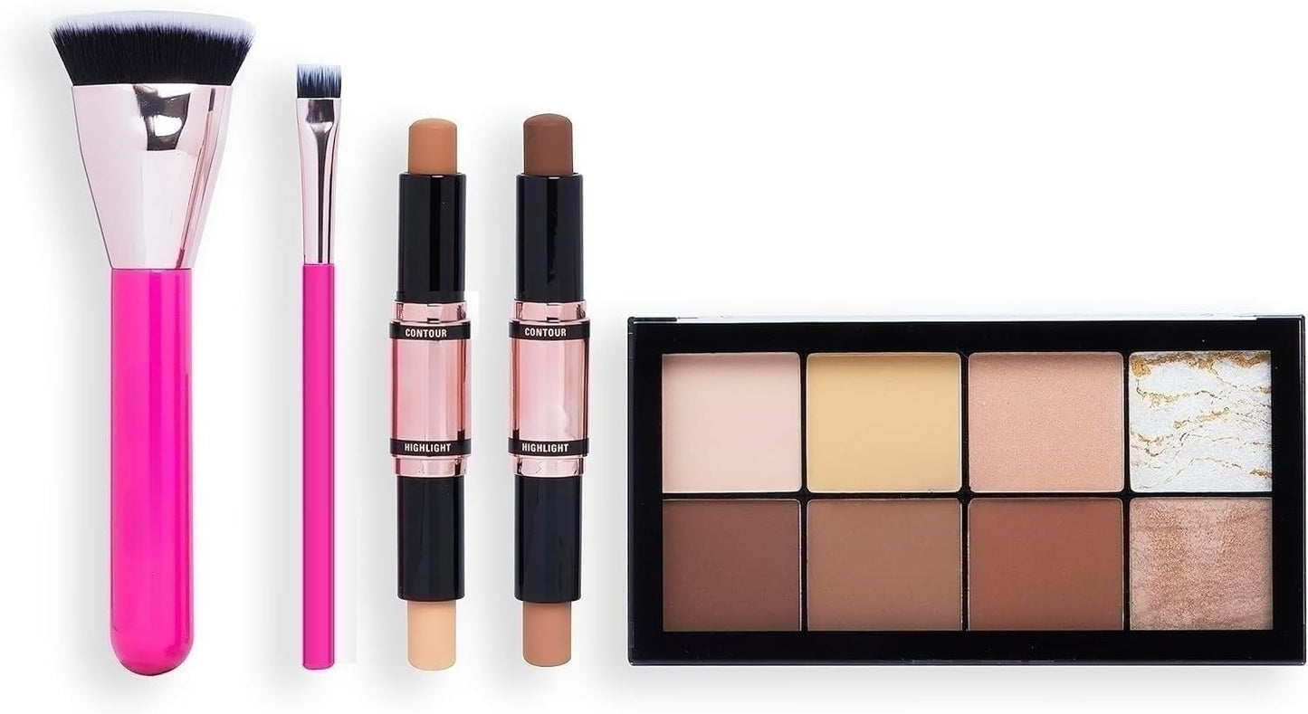 Contour Makeup Gift Set, Contour Sticks, Contour Brushes & Contour Palette Included