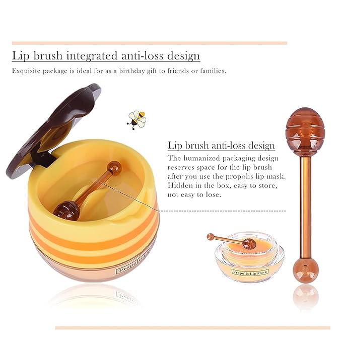 5PCS Bee Lip Balm Honey Pot,Peach&Grape&Aloe&Coconut&Watermelon Lip Mask Overnight Propolis Moisturizing Lip Balm Hydrating Prevention Dry and Crack Lip Scrubs Exfoliator Lip Wrinkle Care