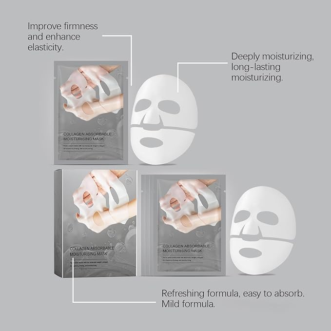 Deep Collagen Lifting Mask,Hydrating Overnight Collagen Face Mask,Facial Sheet Masks with Low Molecular Weight Collagen for Lasticity, Firming,And Moisturizing (1pc)