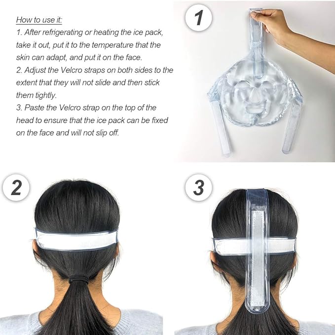 MR.ICE Gel Face Ice Pack Mask, 2 Cooling Masks for Face Swelling, ice face mask Reusable Cold Hot Compress for Puffiness, Sinus Pain & Stress Relief, Freezer Face Mask for Headache, Dark Circles