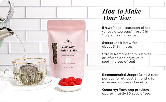 Remedy & Restore Herbal Tea for Hormone Balance - Natural Menstrual Cycle Support, Spearmint Flavor, Loose Leaves, 1 Count