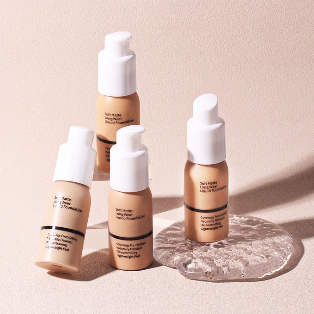 Matte Liquid Full Coverage Foundation, Flawless Soft Matte 24HR Oil Control Full Coverage Foundation Makeup for Women, Long-Lasting Waterproof Full Coverage, 05#Tan(05, Pack of 1)