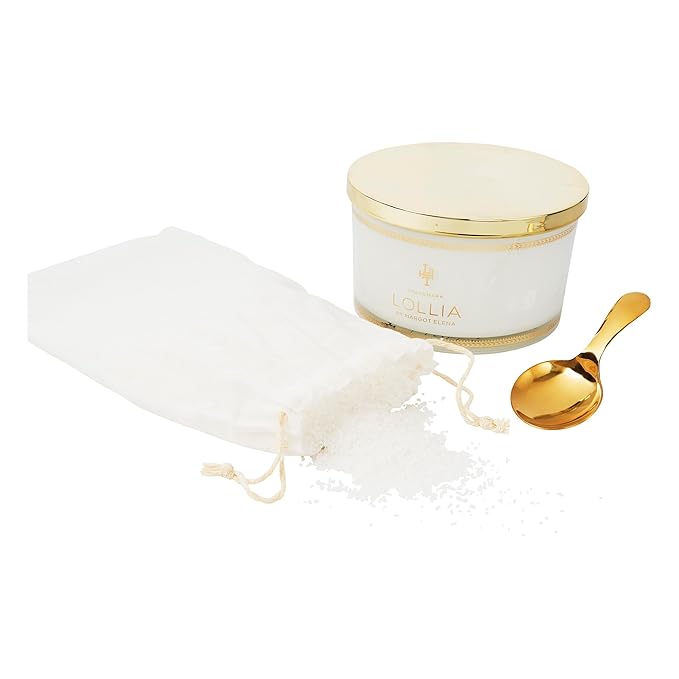Lollia Elegance Fine Bath Salts, 20 oz. – White Amber & Mirabelle Luxury Bath Essential for Women