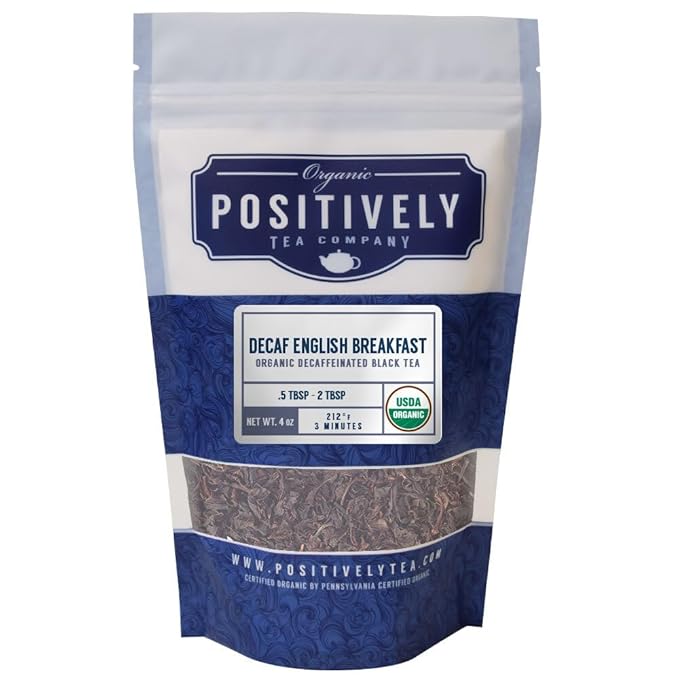 Organic Positively Tea Company, Decaf English Breakfast, Loose Leaf, 4 Ounce
