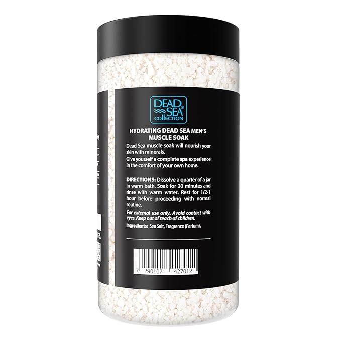Dead Sea Collection Bath Salts for Men - Muscle Recovery Bath Soak - TOP 10 Active Mens Pure Dead Sea Salt for Soothing and Relaxing - 37 Oz