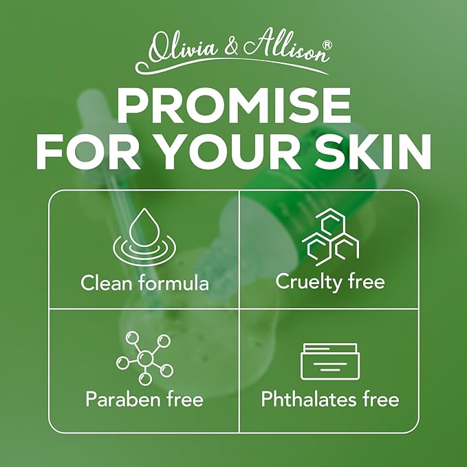 Olivia & Allison Centella Asiatica (CICA) Serum 1.0 fl oz - With Triple Hyaluronic Serum for Intense Hydration for Dewy Glow