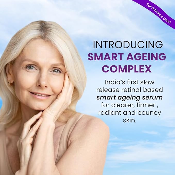 TRUTH & BEAUTY Advanced Smart Ageing Complex Serum 0.2% Retinal, 0.5% Bakuchiol for Fine Lines Wrinkles and Skin Smoothing Hydrate Face Serum for All Skin Types (1.01 Fl OZ) Fragrance Free