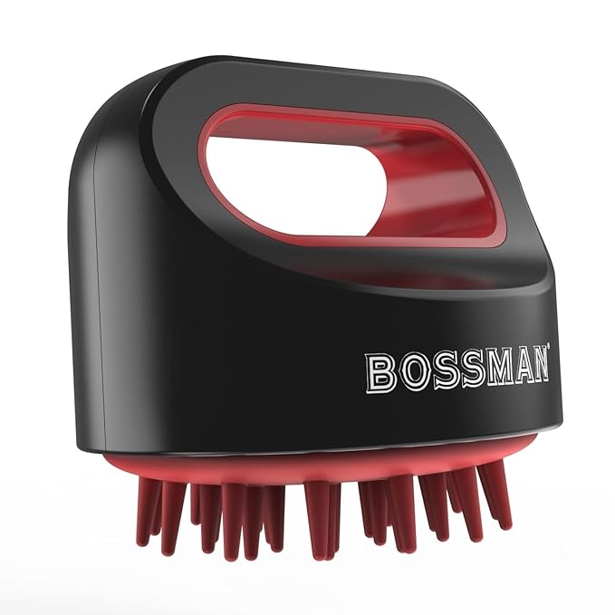 Bossman Titan Shower Scalp Massager – Ergonomic Silicone Scrubber for Product Build-Up, Dandruff & Pore Stimulation – Head & Beard Care Tool
