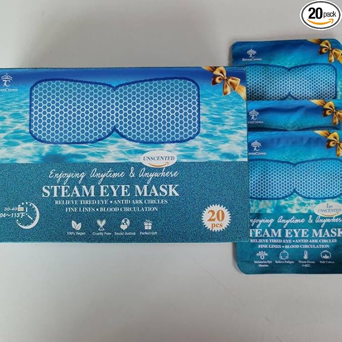 Steam Eye Mask for Travel Essentials,Sleep Mask Warm Compress for Eyes,Heated Eye Masks for Reduce Puffiness & Dark Circles & Restful Sleep,Self Care SPA Relaxation Gifts for Women Unscented 20 Packs