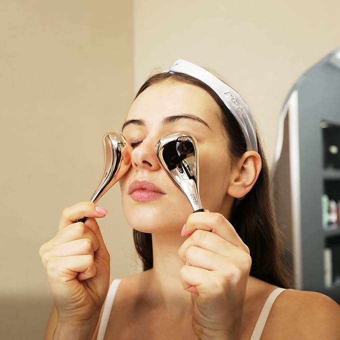 Cryo Sticks for Face, Ice Globes Cryo Globes for Facials, Esthetician Supplies Gifts, Unbreakable Stainless Steel Ice Roller Cooling Spa Balls with Storage Case