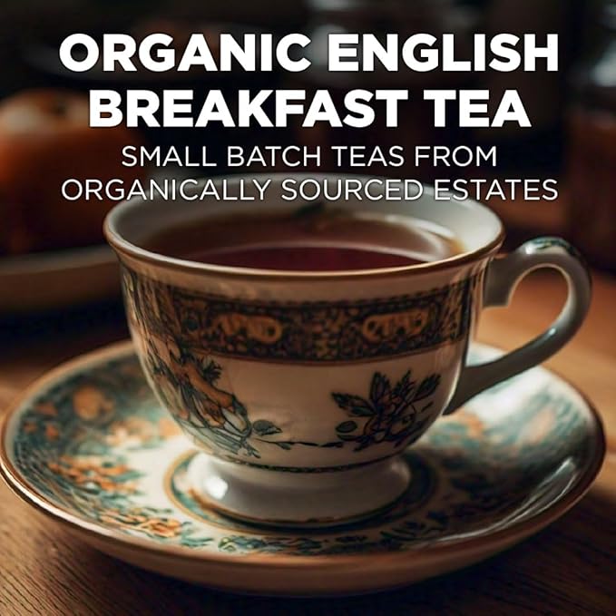 Maud's Organic English Breakfast Tea Pods, 24 ct, Recyclable Single Serve Tea Pods – 100% Gourmet Blended Tea Leaves, Compatible with Keurig K Cups Maker