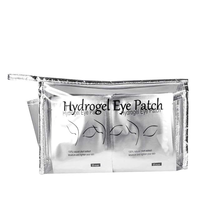 Eyelash Extension Eye Pad, 100 Pairs Under Eye Pads, Lint Free DIY False Lash Extension Beauty Makeup Hydrogel Gel Eye Patches with Transparent Cosmetic Bag