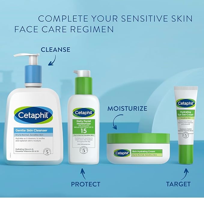 Cetaphil Night & Eye Hydration Set, Rich Hydrating Night Cream(1.7 oz) & Hydrating Eye Gel-Cream ( .5 oz) for Dry Sensitive Skin, for Under-Eye Dark Circles