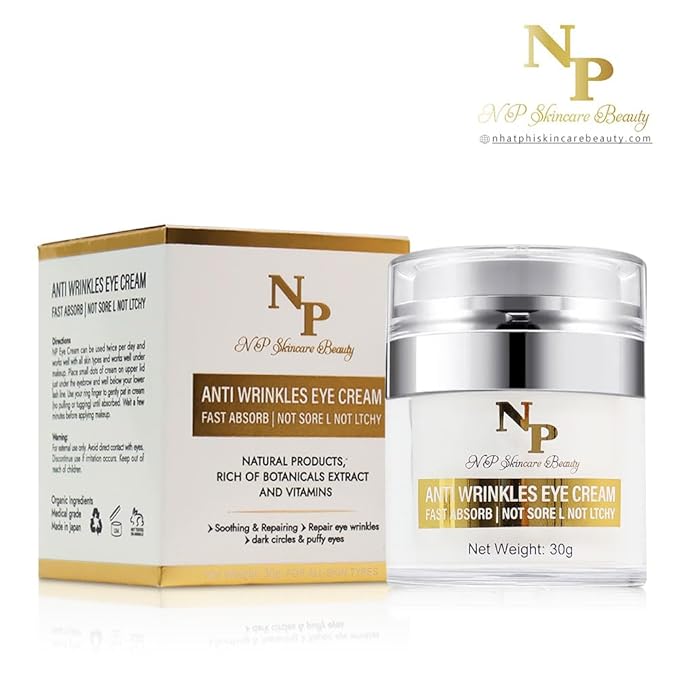 Anti-Wrinkles Eye Cream - Fast Absorbing, Natural Ingredients for Dark Circles, Puffy Eyes, and Wrinkle Reduction, 30 grams