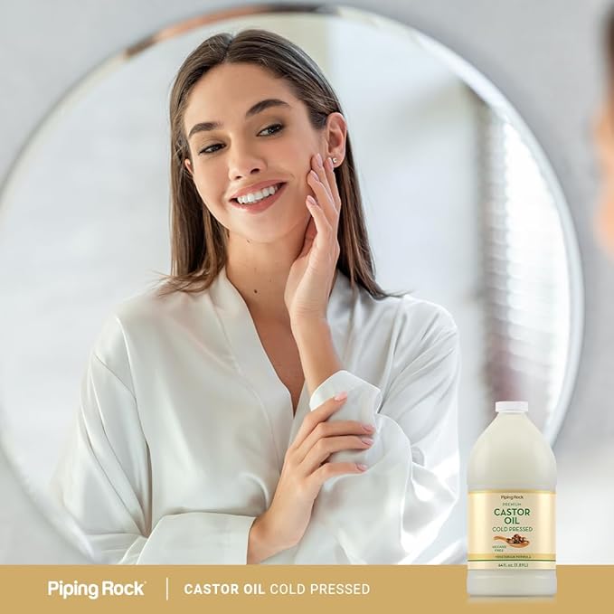 Piping Rock Castor Oil | 64 Fl Oz | Premium Liquid Drops | Cold Pressed and Hexane Free | Vegetarian, Non-GMO, Gluten Free