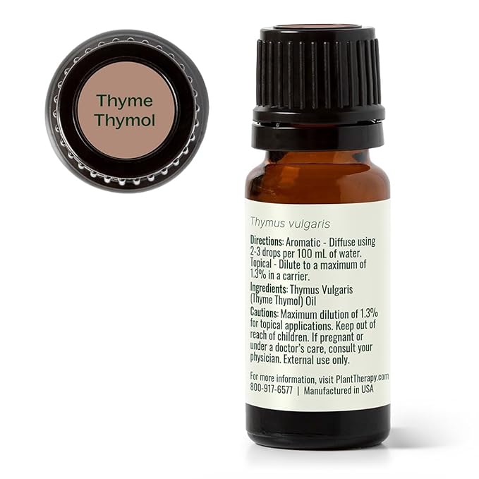 Plant Therapy Thyme Thymol Essential Oil 100% Pure, Undiluted, Natural Aromatherapy, Therapeutic Grade 10 mL (1/3 oz)