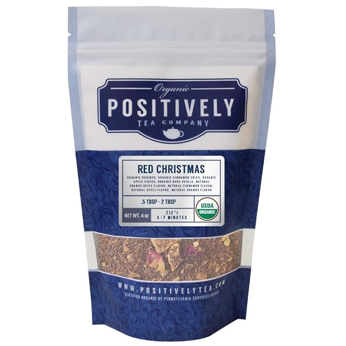 Organic Positively Tea Company, Red Christmas Rooibos Tea, Loose Leaf, 4 Ounce